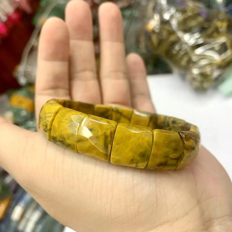 Yellow Tiger Eye Stone Bracelet Natural Gemstone Jewelry Bangle