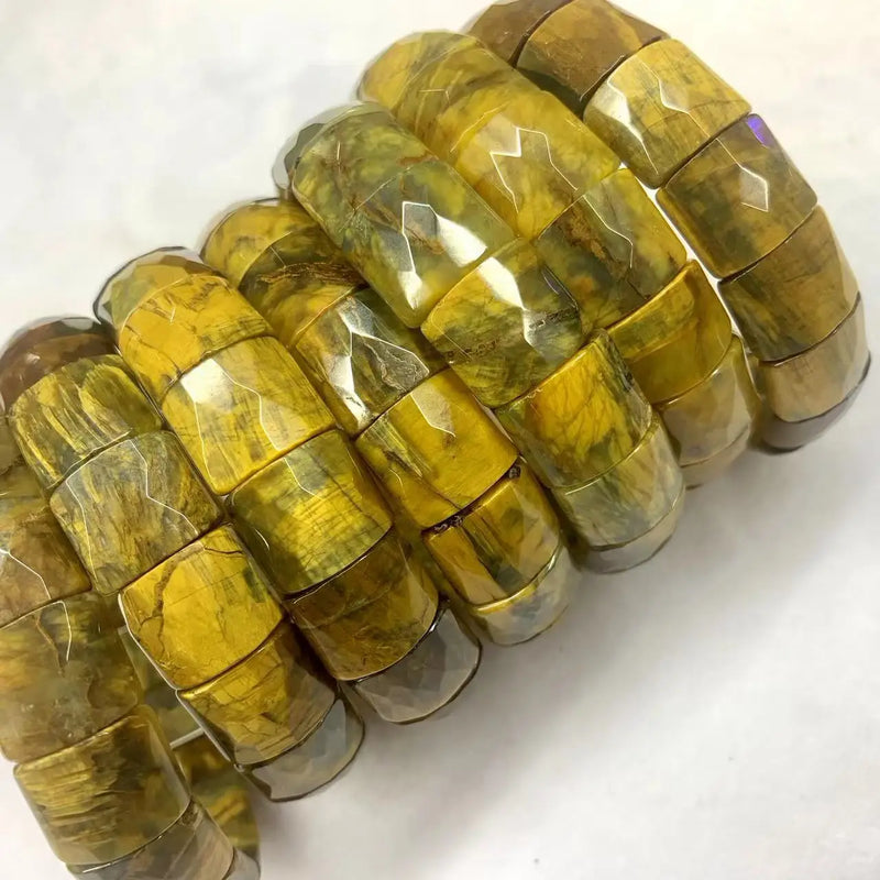Yellow Tiger Eye Stone Bracelet - Natural Gemstone Bangle