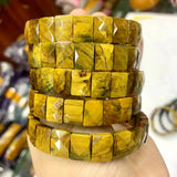 Yellow Tiger Eye Stone Beads Bracelet Natural Gemstone Bangle