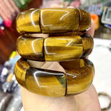 Yellow Tiger Stone Beads Bracelet Men's Gemstone Bangle Gift