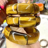 Yellow Tiger Stone Beads Bracelet Men's Gemstone Bangle Gift