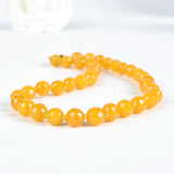 10mm Yellow Chalcedony Gemstone Beads Necklace for Women