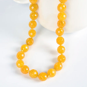 10mm Yellow Chalcedony Gemstone Beads Necklace for Women