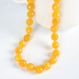 10mm Yellow Chalcedony Gemstone Beads Necklace for Women