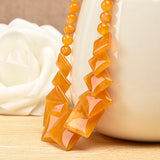 Yellow Chalcedony Stone Tower Beads Necklace 6-14mm