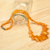 Yellow Chalcedony Stone Tower Beads Necklace 6-14mm