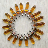 Yellow Glass Pillar Point Charms Pendants for Jewelry Making 24pcs/lot