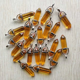 Yellow Glass Pillar Point Charms Pendants for Jewelry Making 24pcs/lot