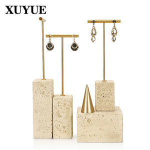 Yellow Plaster Metal Earrings Stand