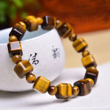 Yellow Tiger's-Eye 10mm Square Bracelet Energy Stone Jewelry