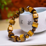 Yellow Tiger's-Eye 10mm Square Bracelet Energy Stone Jewelry