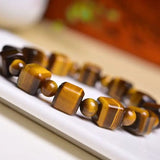 Yellow Tiger's-Eye 10mm Square Bracelet Energy Stone Jewelry
