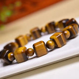 Yellow Tiger's-Eye 10mm Square Bracelet Energy Stone Jewelry