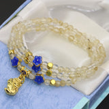 Yellow Watermelon Quartz 4mm Bead Bracelet, Cloisonne 3 Rows Jewelry
