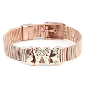 Angel Wings Heart Charm Bracelet Stainless Steel Men Women Gift