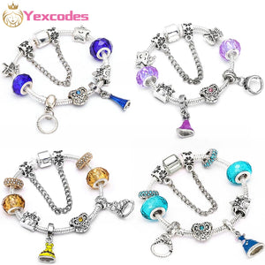 Silver Plated Charm Bracelet for Women Kids DIY Crystal Bead Jewelry