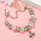 Christmas Bell Pendant Charm Bracelet Snowman Beads Ladies Jewelry