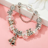Christmas Bell Pendant Charm Bracelet Snowman Beads Ladies Jewelry