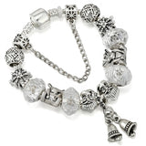 Christmas Bell Pendant Charm Bracelet Snowman Beads Ladies Jewelry