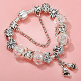 Christmas Bell Pendant Charm Bracelet Snowman Beads Ladies Jewelry