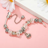 Christmas Bell Pendant Charm Bracelet Snowman Beads Ladies Jewelry
