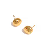18k Plated Stainless Steel Round Ball Stud Earrings Colorful Zircon