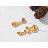 18k Pvd Plated Big Stud Earrings Stainless Steel Waterproof Jewelry Women Gift
