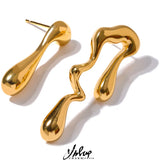 18k Pvd Plated Big Stud Earrings Stainless Steel Waterproof Jewelry Women Gift