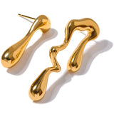 18k Pvd Plated Big Stud Earrings Stainless Steel Waterproof Jewelry Women Gift