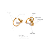 Stainless Steel Daisy Ear Clip Earrings Golden Texture