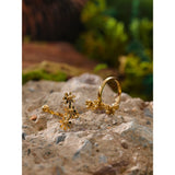 Stainless Steel Daisy Ear Clip Earrings Golden Texture