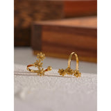 Stainless Steel Daisy Ear Clip Earrings Golden Texture