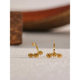 Stainless Steel Daisy Ear Clip Earrings Golden Texture