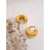 Chunky Stainless Steel Golden Hoop Earrings for Women