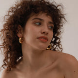 Chunky Stainless Steel Golden Hoop Earrings for Women