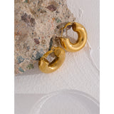 Chunky Stainless Steel Golden Hoop Earrings for Women