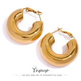 Chunky Stainless Steel Golden Hoop Earrings for Women