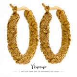 Golden Hoop Earrings Vintage Charm Metal Jewelry Women Gift