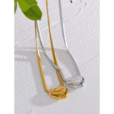 Flat Snake Chain Stainless Steel Big Heart Love Pendant Necklace