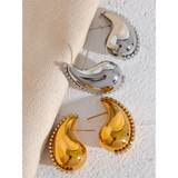Stainless Steel Water Drop Earrings with Cubic Zirconia