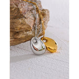 Stainless Steel Geometric Texture Cast Glossy Pendant Necklace