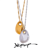 Stainless Steel Geometric Texture Cast Glossy Pendant Necklace