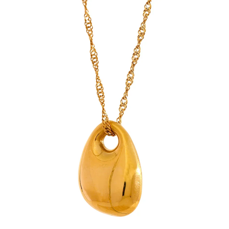 Stainless Steel Geometric Texture Cast Glossy Pendant Necklace