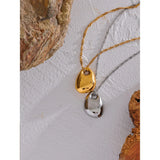 Stainless Steel Geometric Texture Cast Glossy Pendant Necklace