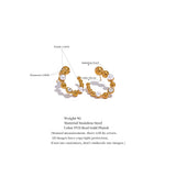 Stainless Steel U Shape Stud Earrings Pearls Zircon Jewelry