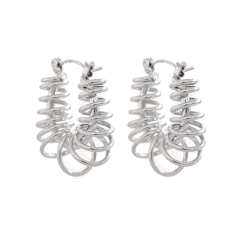 Waterproof Stainless Steel Geometric Hoop Earrings