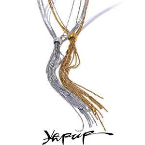 Stainless Steel Sweater Chain Pendant Necklace 18K Plated