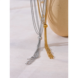 Stainless Steel Sweater Chain Pendant Necklace 18K Plated