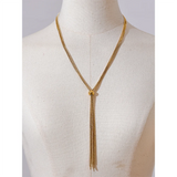 Stainless Steel Sweater Chain Pendant Necklace 18K Plated