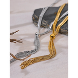 Stainless Steel Sweater Chain Pendant Necklace 18K Plated